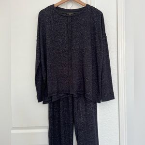 Donna Karan 2 Piece Heather Knit Loungewear | charcoal | M